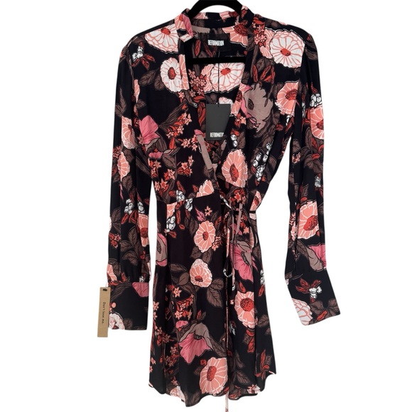 Reformation Dresses & Skirts - Reformation Black Floral Wrap Dress | Pink & White Flowers | NWT | Sz S